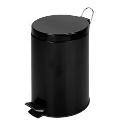 Steel Round Step Trash Can with Lid, Black, 3.17 Gallon (TRS-05170)<Honey-Can-Do