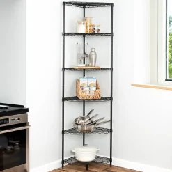 Shelving*Honey-Can-Do 6-Tier Compact Triangle Corner Shelving Unit, Black (SHF-10005)