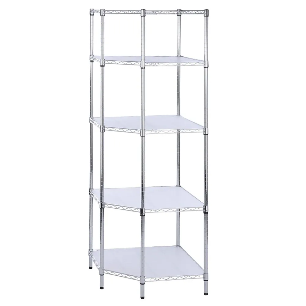 Shelving*Honey-Can-Do 5-Tier Corner Shelf, Chrome (SHF-04886)