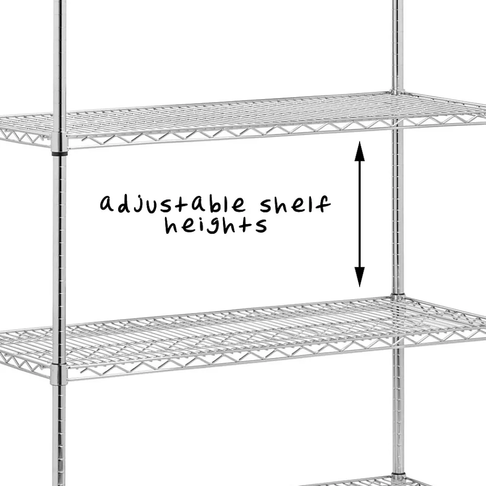 Shelving*Honey-Can-Do 5-Tier Heavy-Duty Adjustable Shelving Unit with 800-lb Shelf Capacity, 18"W, Chrome (SHF-01441)