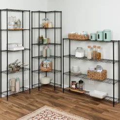 Shelving*Honey-Can-Do 4-Tier Slim Profile Wide Shelving Unit, Black (SHF-10003)