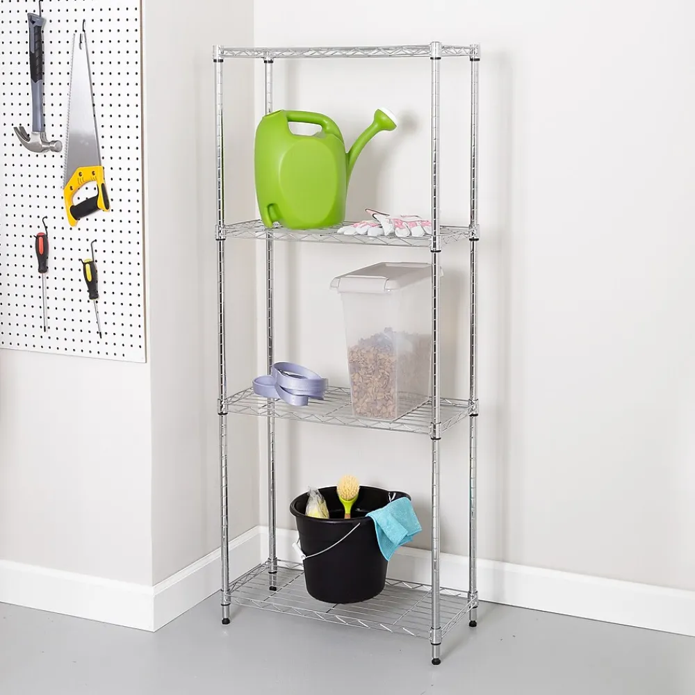 Shelving*Honey-Can-Do 4-Tier Slim Profile Shelving Unit, Chrome (SHF-10022)