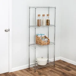 Shelving*Honey-Can-Do 4-Tier Slim Profile Shelving Unit, Chrome (SHF-10022)