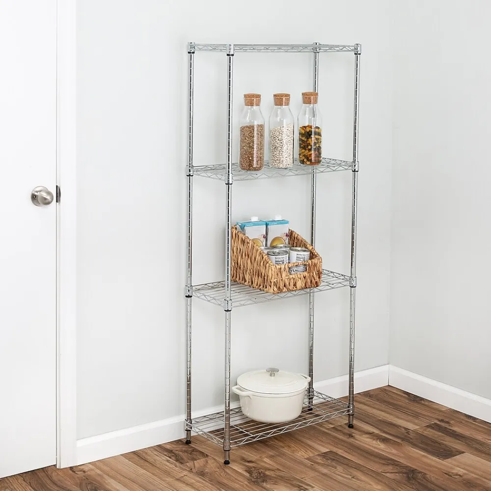 Shelving*Honey-Can-Do 4-Tier Slim Profile Shelving Unit, Chrome (SHF-10022)