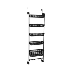 Shelving*Household Essentials 5-Shelf Plastic Over-the-Door Storage Rack, 20", Black (2196-1)