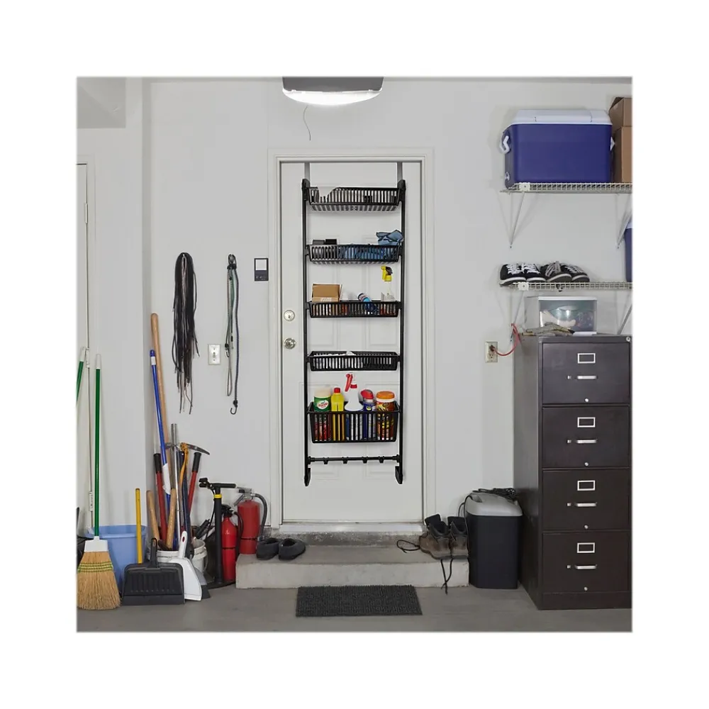 Shelving*Household Essentials 5-Shelf Plastic Over-the-Door Storage Rack, 20", Black (2196-1)
