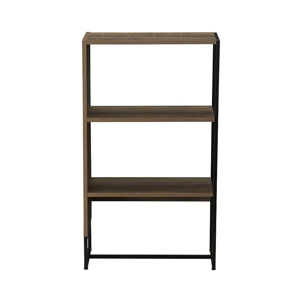 Bookcases*Household Essentials Wrap 41.5" 3-Shelf Bookcase, Brown/Black Laminate/Steel (8260-1) Brown and Black