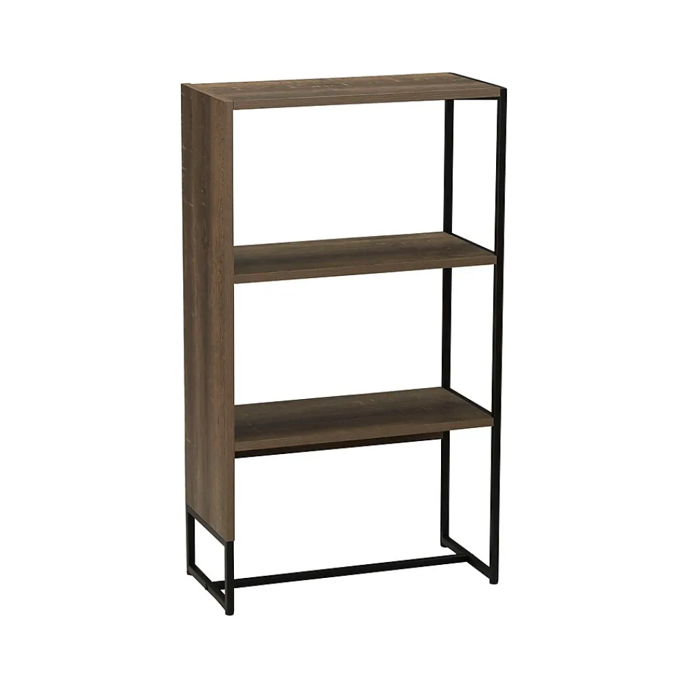 Bookcases*Household Essentials Wrap 41.5" 3-Shelf Bookcase, Brown/Black Laminate/Steel (8260-1) Brown and Black