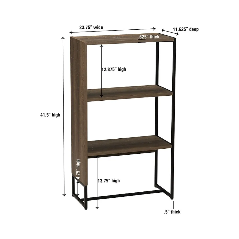 Bookcases*Household Essentials Wrap 41.5" 3-Shelf Bookcase, Brown/Black Laminate/Steel (8260-1) Brown and Black