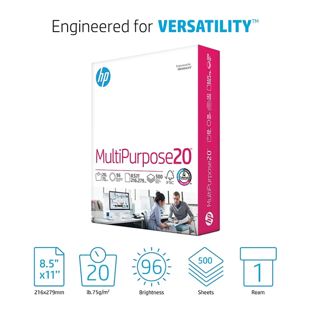 Multipurpose Paper*HP 8.5" x 11" Multipurpose Paper, 20 lbs., 96 Brightness, 500 Sheets/Ream (M1120)