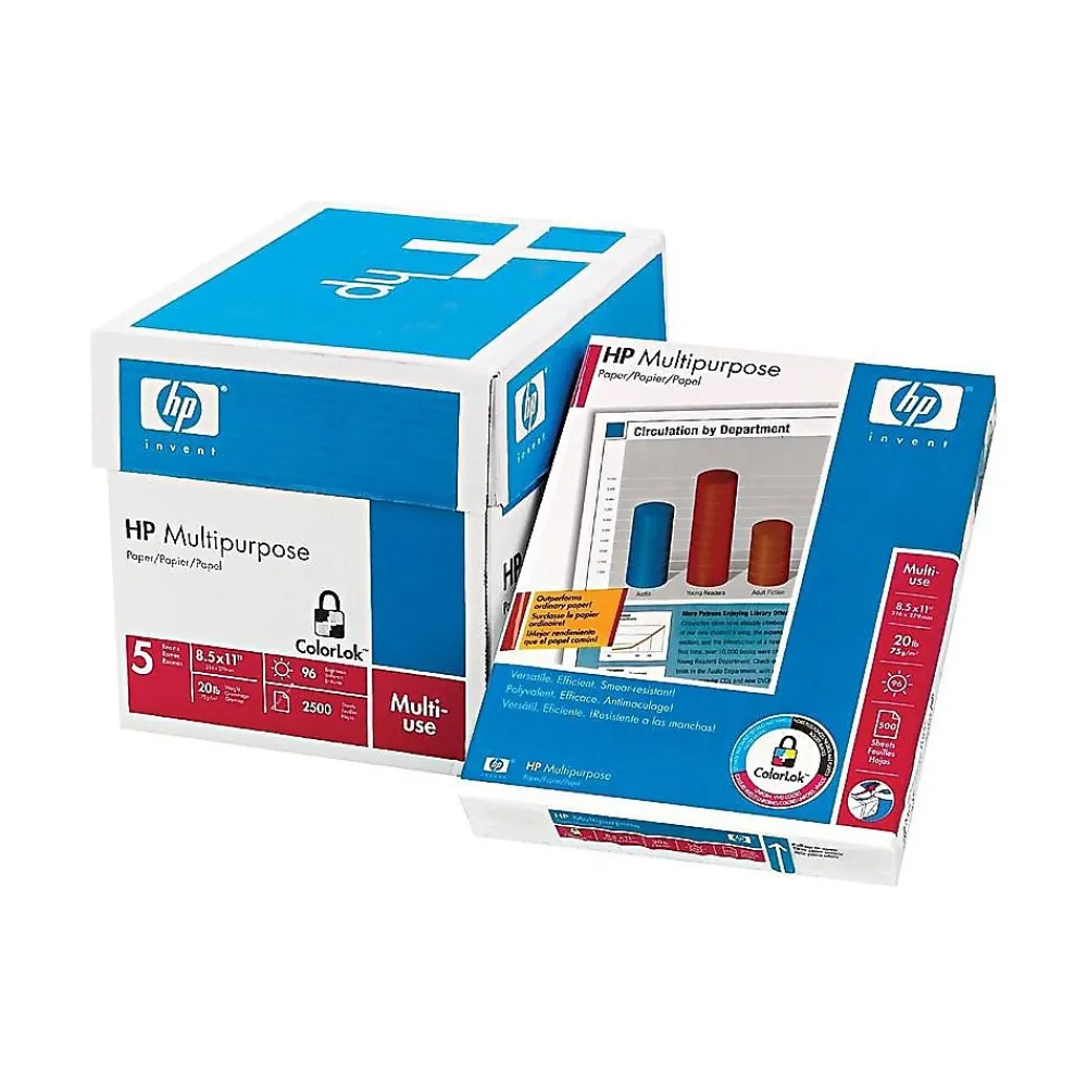 Multipurpose Paper*HP 8.5" x 11" Multipurpose Paper, 20 lbs., 96 Brightness, 500/Ream, 5 Reams/Carton (115100)