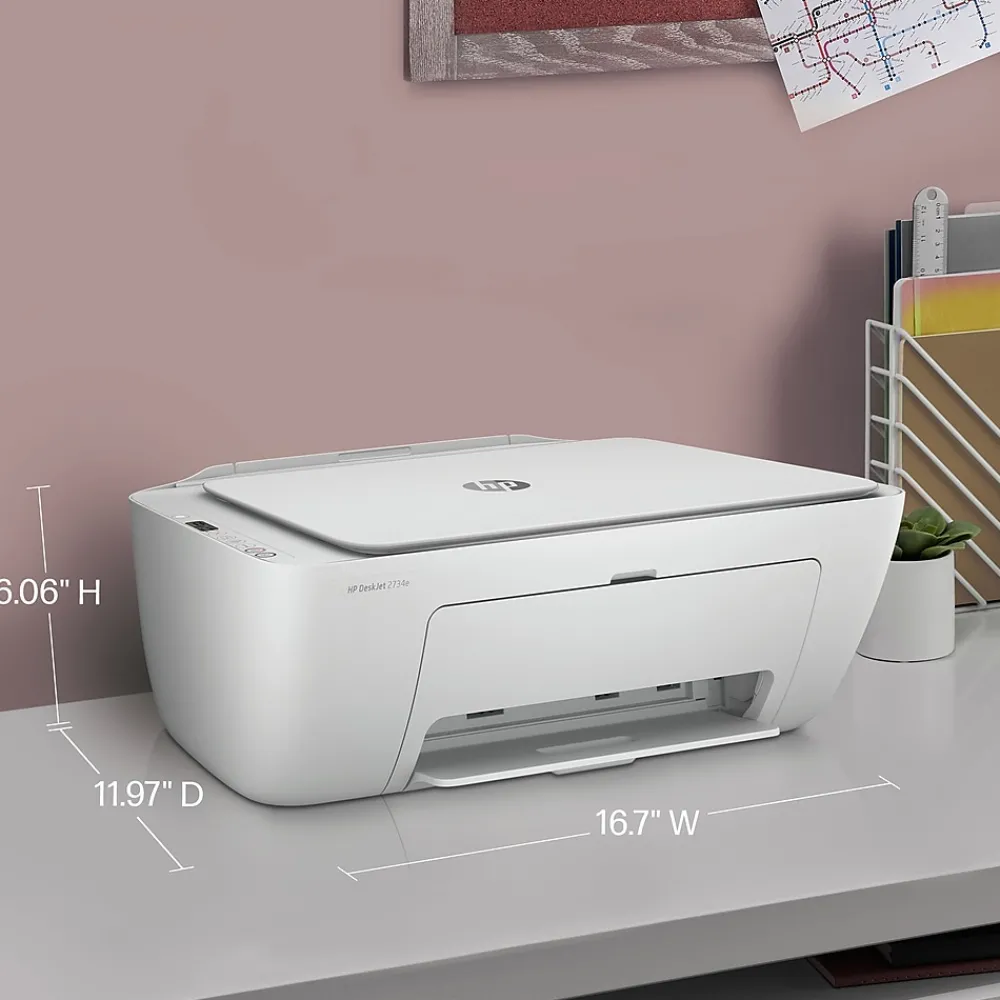 HP DeskJet 2734e Wireless Color Inkjet Printer, All-In-One, Print, Scan, Copy, 6 Months FREE Ink with + (26K72A#B1H)