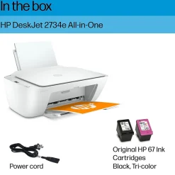 HP DeskJet 2734e Wireless Color Inkjet Printer, All-In-One, Print, Scan, Copy, 6 Months FREE Ink with + (26K72A#B1H)