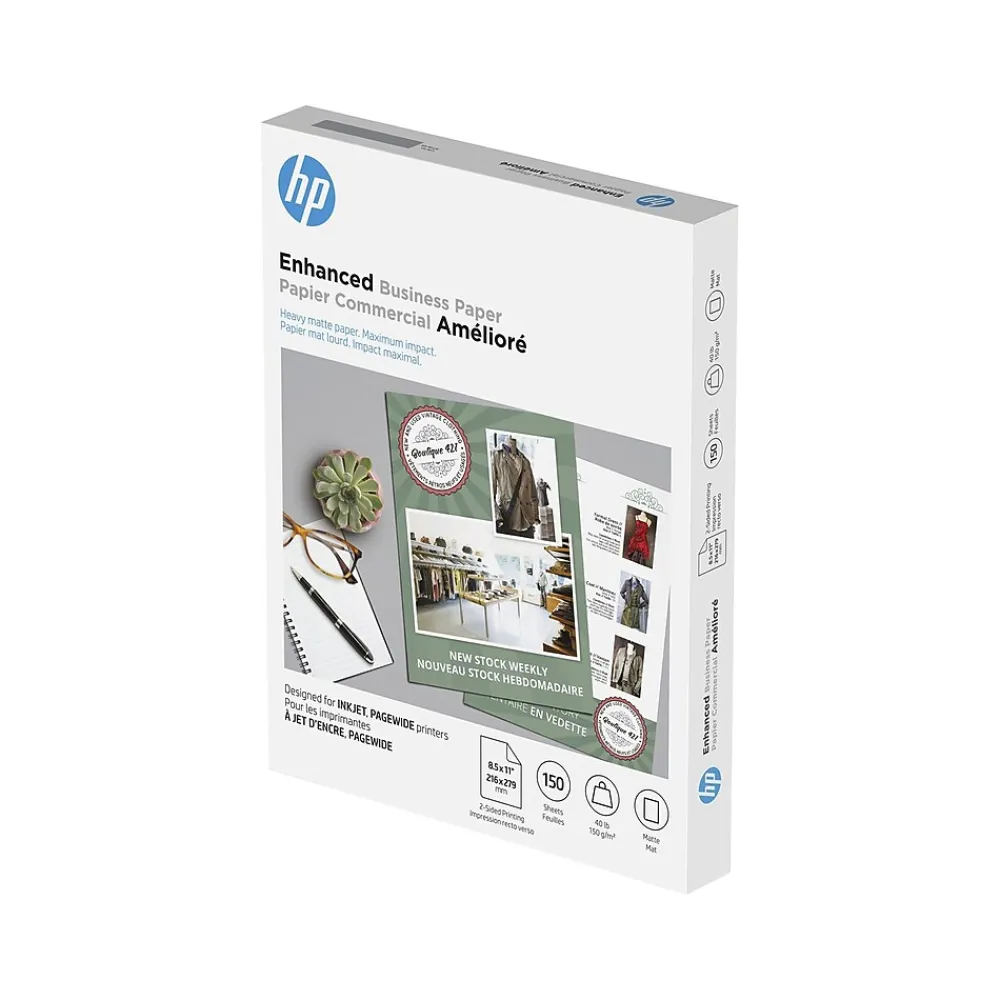 Multipurpose Paper*HP Enhanced Business Inkjet 8.5" x 11" Multipurpose Paper, 40 lbs., 150 Sheets/Pack (9ZE20A)