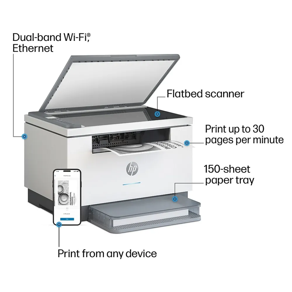 HP LaserJet Pro MFP M234dw Wireless Black & White Laser Printer, All-In-One, Print, Scan, Copy, Best for Home Office (6GW99F)