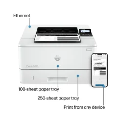 HP LaserJet Pro 4001n Wired Black & White Laser Printer, Single Function Print, Best for Office (2Z599F)