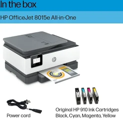 HP OfficeJet 8015e Wireless Color Inkjet Printer, All-In-One, Print, Scan, Copy (228F5A#B1H)