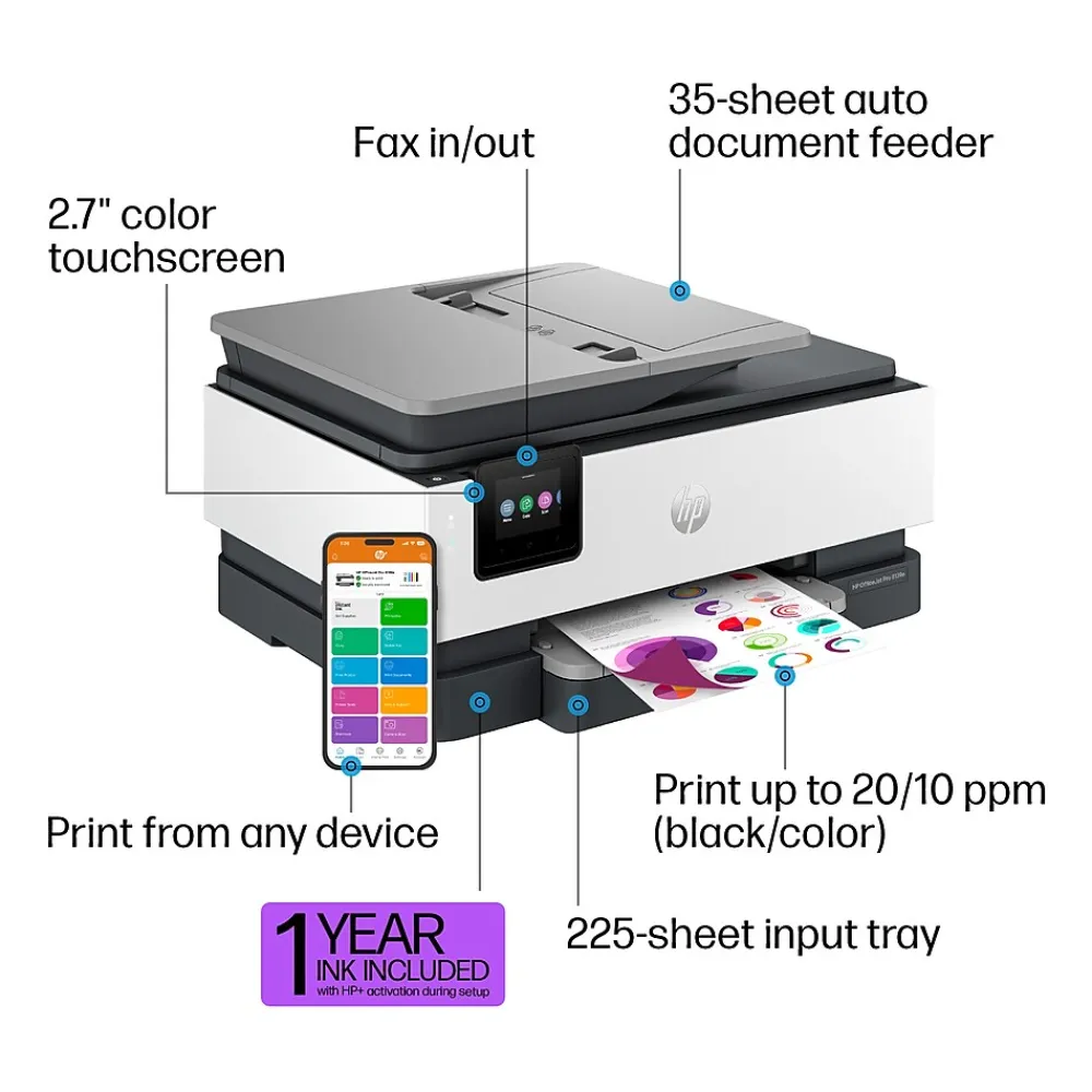 HP OfficeJet Pro 8139e Wireless Color Inkjet Printer, All-In-One, Print, Scan, Copy, Fax (40Q51A#B1H)