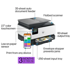 HP OfficeJet Pro 9125e Wireless Color Inkjet Printer, All-In-One, Print, Scan, Copy, Fax (403X0A#B1H)