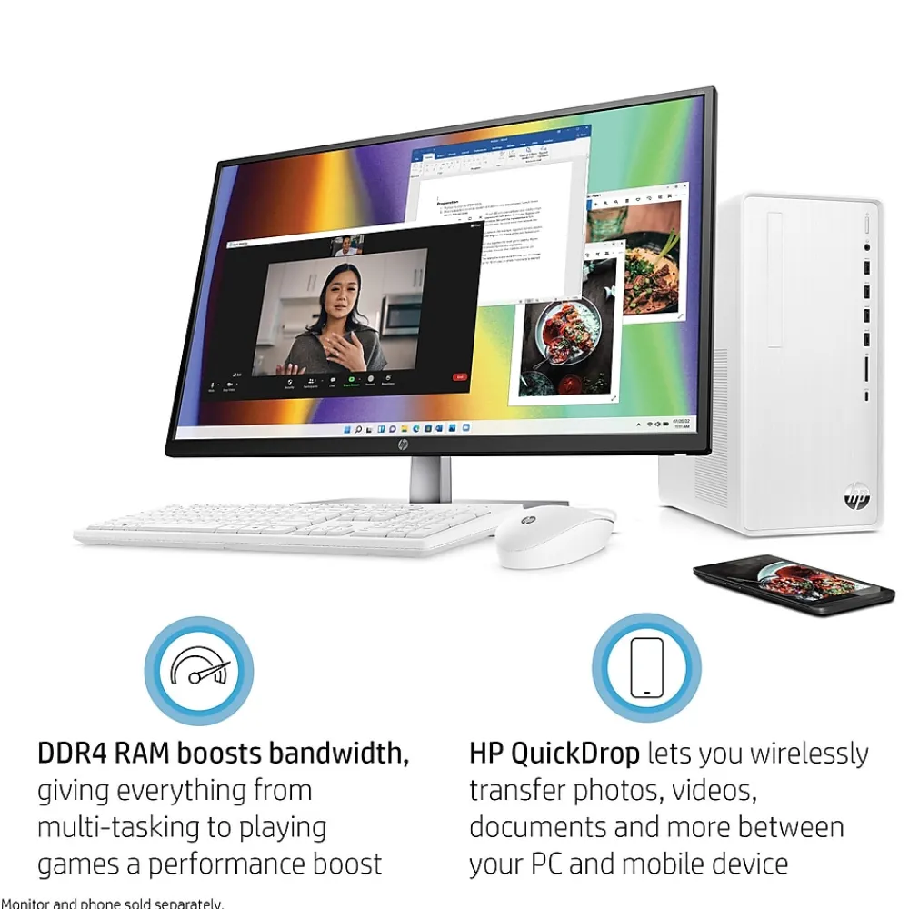 Outlet HP Pavilion Desktop Computer, Intel Core i5-12400, 12GB RAM, 256GB SSD, Mouse & Keyboard Included, Windows 11 Home