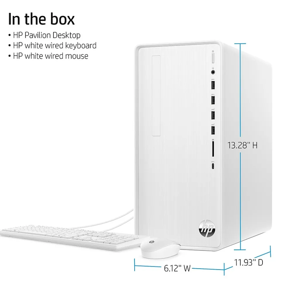 Outlet HP Pavilion Desktop Computer, Intel Core i5-12400, 12GB RAM, 256GB SSD, Mouse & Keyboard Included, Windows 11 Home