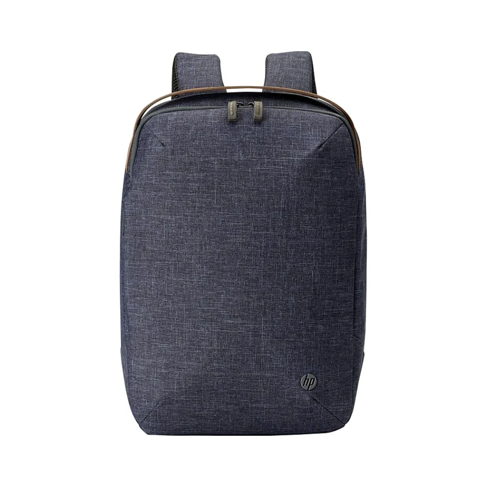 Renew Laptop Backpack, Heather Blue/Brown Fabric/Faux Leather (1A212AA#ABL)<HP Clearance