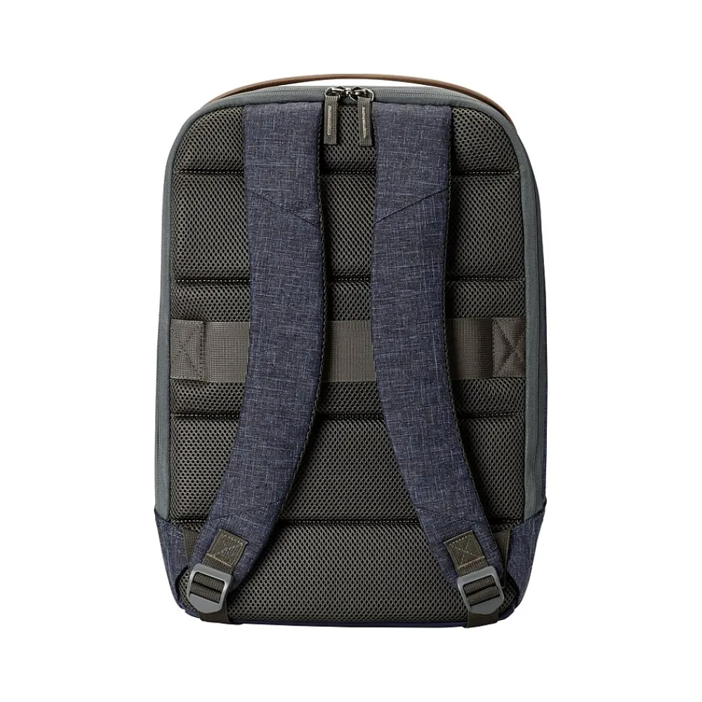 Renew Laptop Backpack, Heather Blue/Brown Fabric/Faux Leather (1A212AA#ABL)<HP Clearance