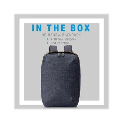 Renew Laptop Backpack, Heather Blue/Brown Fabric/Faux Leather (1A212AA#ABL)<HP Clearance