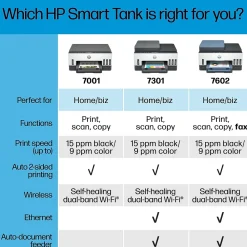 HP Smart Tank 7301 Wireless All-in-One Color Ink Tank Printer Scanner Copier, 2 years ink included (28B70A)