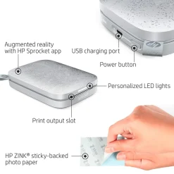 HP Sprocket 200 Wireless Color Inkjet Printer, Single-Function, Print (ISPW)