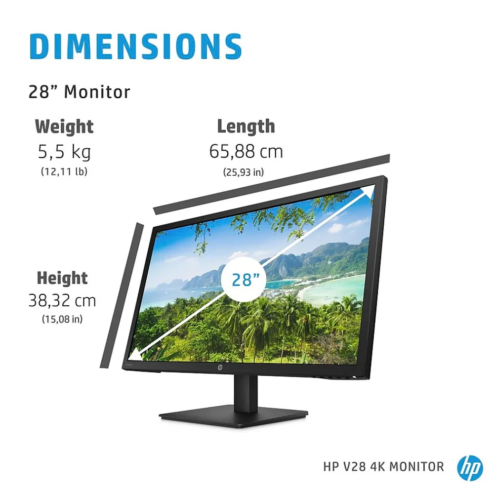 HP V28 28" 4K LED Monitor, Black (8WH57AA#ABA)