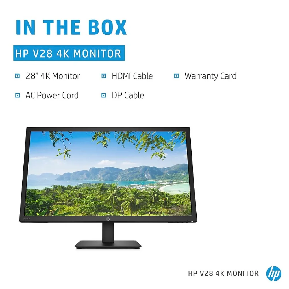 HP V28 28" 4K LED Monitor, Black (8WH57AA#ABA)