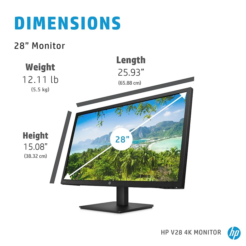 HP V28 28" 4K LED Monitor, Black (8WH57AA#ABA)