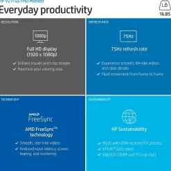 New HP V27i G5 27" LED Monitor, Black (65P64AA#ABA)