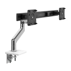 Clearance Humanscale Adjustable Dual Monitor Arm, Polished Aluminum/White (M81CMWB2B.WFH)