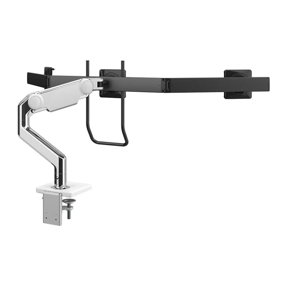 Outlet Humanscale M10 Adjustable Triple Monitor Arm with Crossbar and Handle, up to 26.5" Monitors, Polished Aluminum (M13HBW)