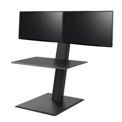 Standing Desks*Humanscale QuickStand Eco 28"W Manual Rectangular Adjustable Standing Portable Desk for Dual Monitors, Black (QSE2DMB)