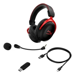 New HyperX Cloud II Wireless Noise Canceling Stereo Gaming Headset, USB Type-C, Black/Red (4P5K4AA)