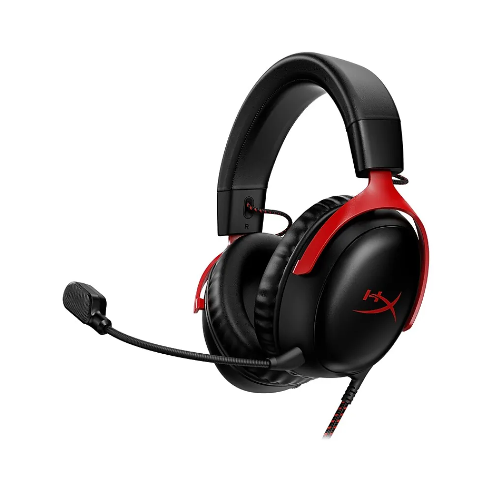 Hot HyperX Cloud III Noise Canceling Stereo Gaming Headset, USB, 3.5mm, Black/Red (727A9AA)