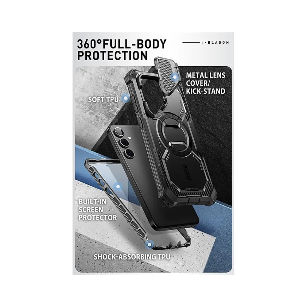 i-Blason ArmorBox MagSafe Rugged Case for Samsung Galaxy S24+, Shock Absorbing, Black (GS24PLUSABSPBK)