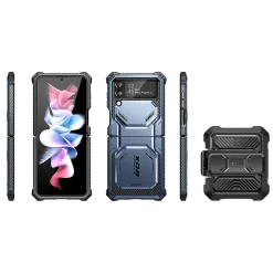 i-Blason Armorbox Metallic Blue Rugged Case for Samsung Galaxy Z Flip4 (Galaxy2022-ZFlip4-5G-Armorbox-Tilt)