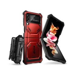 i-Blason Armorbox Metallic Red Rugged Case for Samsung Galaxy Z Flip4 (Galaxy2022-ZFlip4-5G-Armorbox-Ruddy)