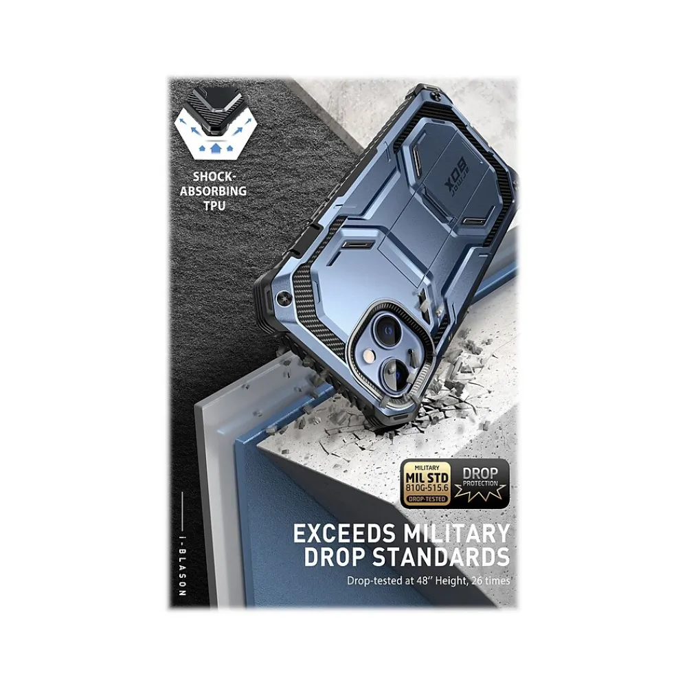 i-Blason Armorbox Metallic Blue Rugged Case for iPhone 14 (iPhone2021/22-6.1-Armorbox-SP-Tilt)