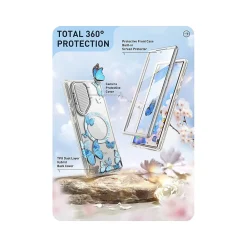 i-Blason Cosmo Clear BlueFly MagSafe Bumper Case for Samsung Galaxy S24 Ultra, Shock Absorbing, Clear/Blue (GS24UCOSMOSPBFY)