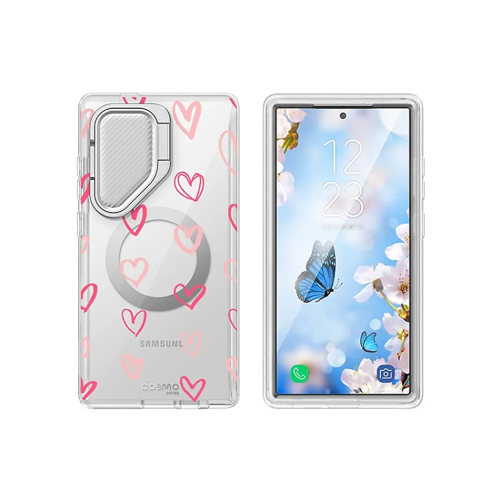 i-Blason Cosmo Clear Hearts MagSafe Case for Samsung Galaxy S24 Ultra, Shock-Absorbing