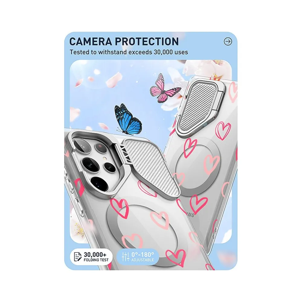 i-Blason Cosmo Clear Hearts MagSafe Case for Samsung Galaxy S24 Ultra, Shock-Absorbing