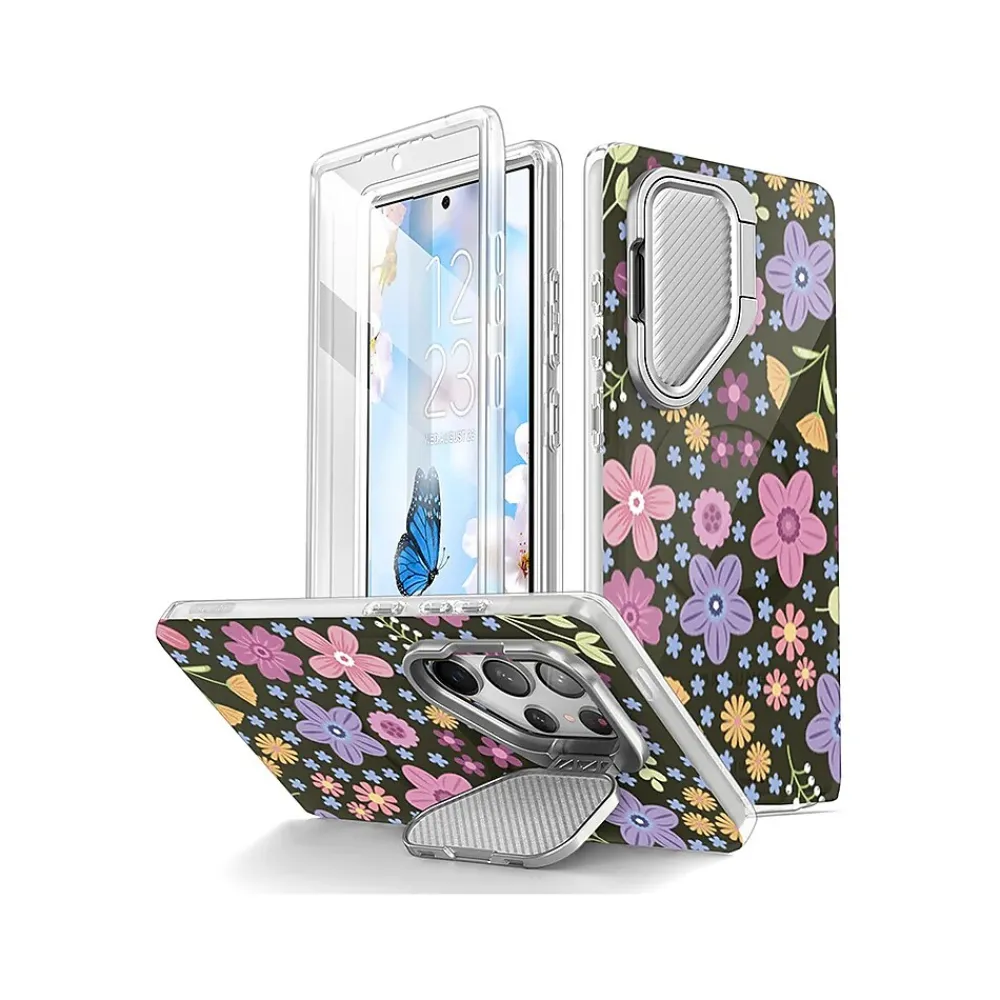i-Blason Cosmo Colorful Pink Daisies MagSafe Case for Samsung Galaxy S24 Ultra, Shock-Absorbing, Multicolor