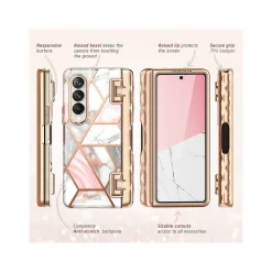 i-Blason Cosmo Pro Marble Pink Snap Case for Samsung Galaxy Z Fold4 (Galaxy2022-ZFold4-5G-Cosmo-Pen-SP-Marble)