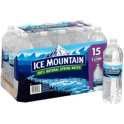 Ice Mountain 100% Natural Spring Water, Regular Flavor, 33.8 oz. Plastic Bottles, 15/Carton (11475325)