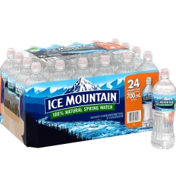 Ice Mountain 100% Natural Spring Water, Regular Flavor, 700ml Bottles with Sport Cap, 24/Carton (12087164)